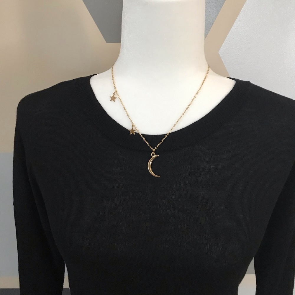Gold Moon & The Stars Necklace